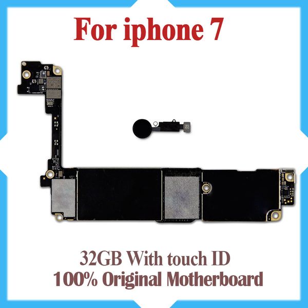 

100% good tested motherboard for iphone 7 4.7inch 32gb original factory unlocked mainboard with touch id ios update support