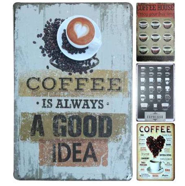 Blechschild „Coffee Is Always A Good Idea“, 20,3 x 30,5 cm, Metallschild für Bar/Kneipe/Café, Wanddekoration, Metallplakette, Vintage-Heimdekoration, Metallmalerei