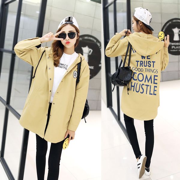 

2017 new autumn/spring women harajuku loose fit jackets long sleeve street fashion outwear casual student windbreaker xs-xxl, Tan;black