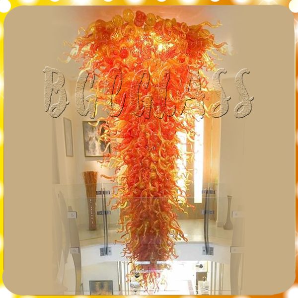 

customer made chihuly style 100% hand blown murano glass chandelier lamps in red and yellow color urban design for table decoration