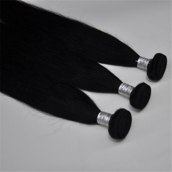 

elibess brand--silky straight human hair weft 3 or 4pcs virgin human hair extensions r price 100gr one bundle, dhl, Black