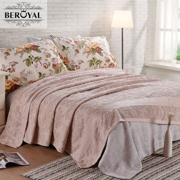 

beroyal brand throw blanket - 1piece 200*230cm 100% cotton blanket super soft floral blankets
