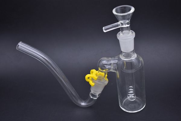 Raccoglitori di cenere di vetro di alta qualità bong 14mm Kit da 45 gradi con adattatori J-Hook Ciotole di vetro da 14mm Clip Keck Pneumatici Ashcatcher Bong Impianti petroliferi