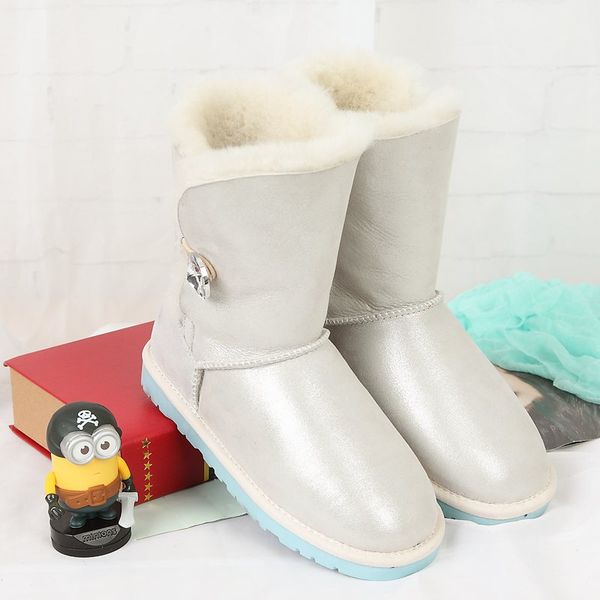 

new winter snow boots 100% australian natural sheepskin boots leather shoes warm boot wholesale ing, Black