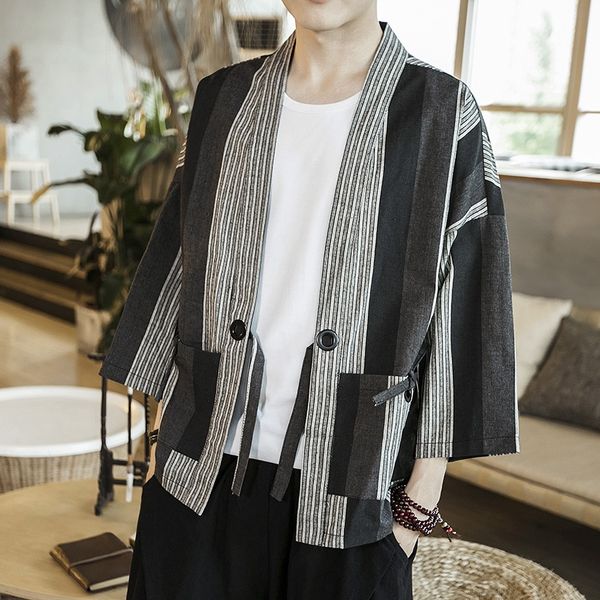 

kimono shirt cardigan men yukata samurai clothing mens haori karate japanese style blouse ta468, Red