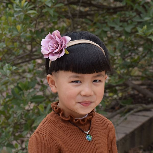 

2pcs/pack baby girl elastic peony flower headband hairband children hair wear kids crown flower hairpin baby hair accessories, Slivery;white