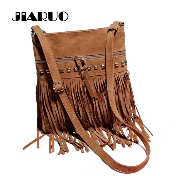 

jiaruo vintage fringe tassel rivet simple women small shoulder messenger crossbody bag ladies satchel handbags casual small flap