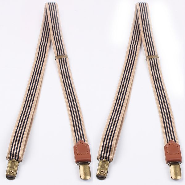 

mantieqingway men's striped clip-on suspenders for womens adjustable braces belts suspenders for vestidos elastic belts, Black;white
