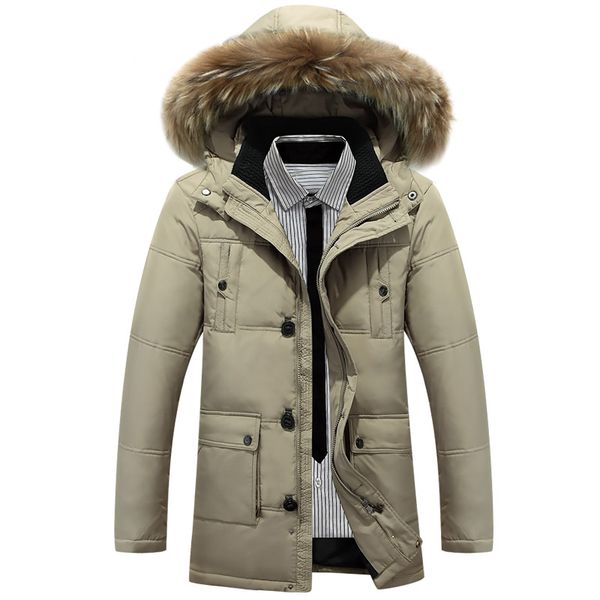 

2017 new brand clothing jackets cotton thick keep warm men is jacket cotton fur collar hooded jacket winter, Black