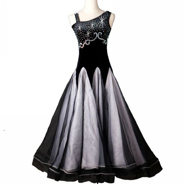 

ballroom waltz dresses sale ballroom competition dress tango dancing outfit costumes d0178 rhinestones big sheer hem, Black;red