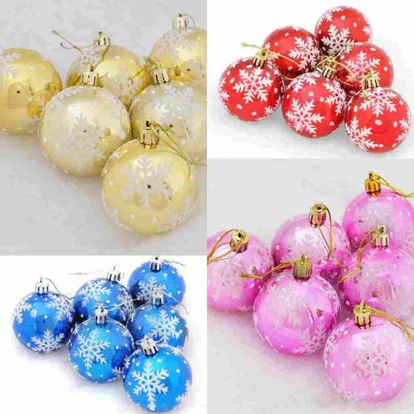

6pcs/lot 6cm snowflake round ball pendant suspension ornament for christmas party holiday tree venun hanging decoration