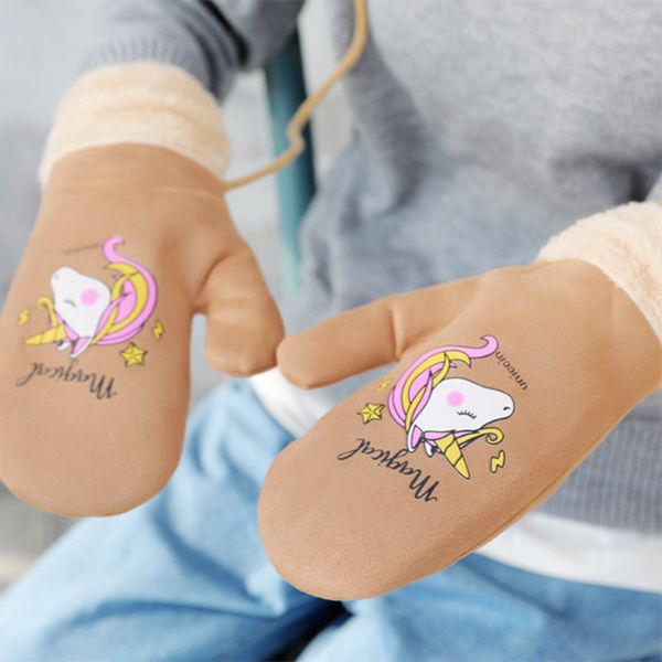 

autumn and winter women' gloves winter outdoor gloves unicorn printing, Blue;gray