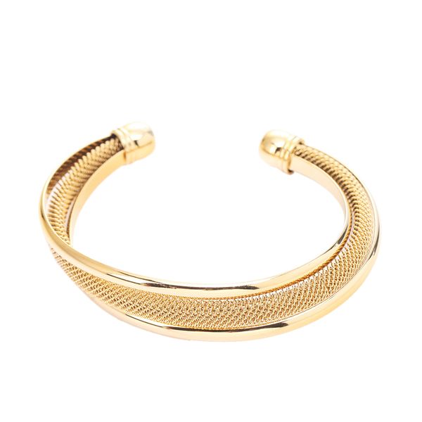 

24k gold twist filigree high polish geometry dubai gold cuff bangle bracelet, White