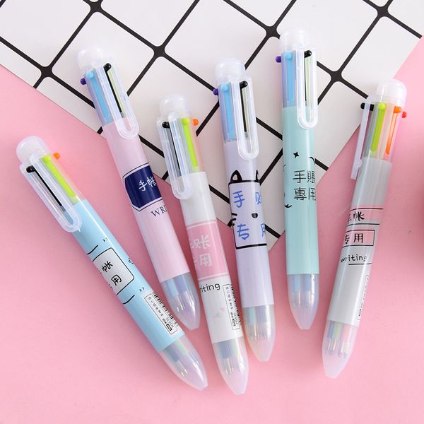 

cute 6/8/10 colored ballpoint pen kawai macaron ball point pens for school writing kids gfit korean stationery office supplies, Blue;orange