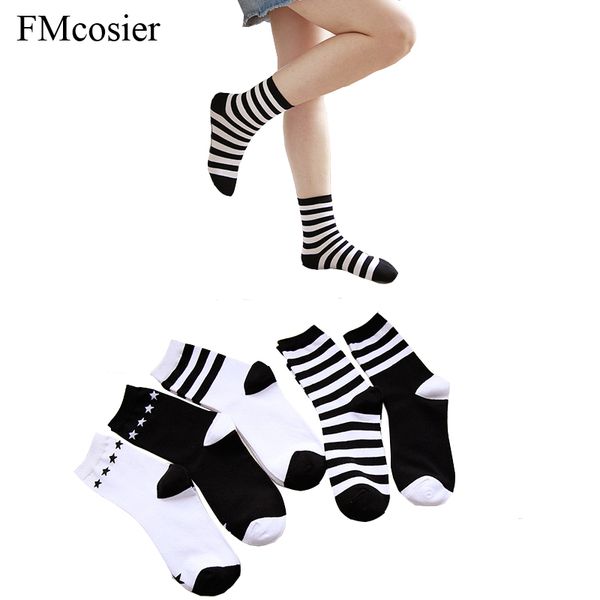 

10 pairs new arrivel autumn winter fashion ladies womens novelty cotton art cute striped socks soks sox calcetines black white