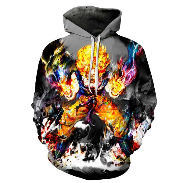 

гоку новые моды для мужчин/женщин аниме dragon ball 3d смешно печатных crewneck толстовка мода повседневная толстовки h418, Black