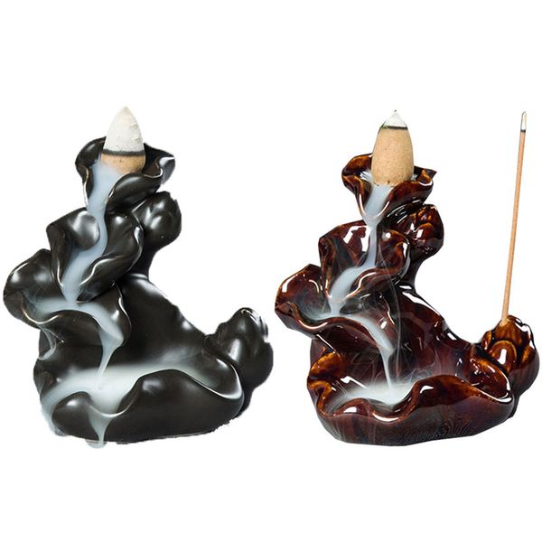 

1pcs ceramic incense burner back flow home decor lotus stick