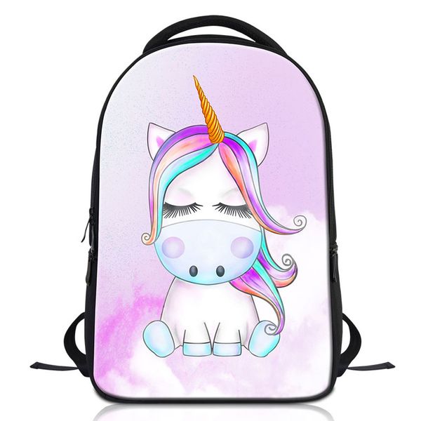 

unicorn printed school backpacks for 14 inch lapcollege students school bags large capacity custom bagpack animal women's shoulder bags