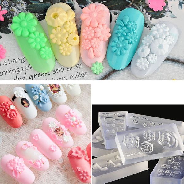 

diy 3d nail art stamping nail carving sculpture acrylic template diy polish soft silicon gel mold silicon gel stamper, White