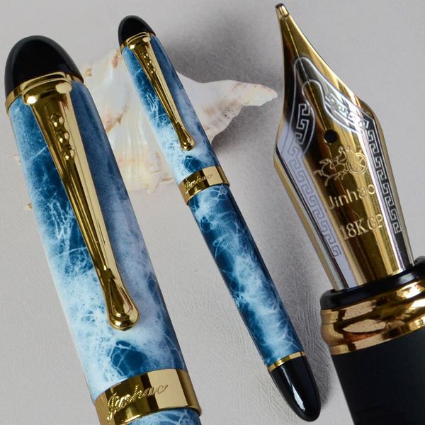 

jinhao x450 sea blue marble / golden 18kgp 0.7mm broad nib fountain pen jinhao 450 office business black red 21 colors selective