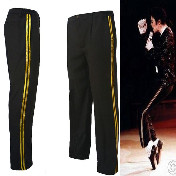 

mj michael jackson black billie jean entertainers straight golden trousers casual cropped jeans elasticity ankle-length pants