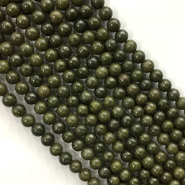 

natural genuine black green epidote ferriepidote round jewellery loose ball beads 8mm 15.5" 05691