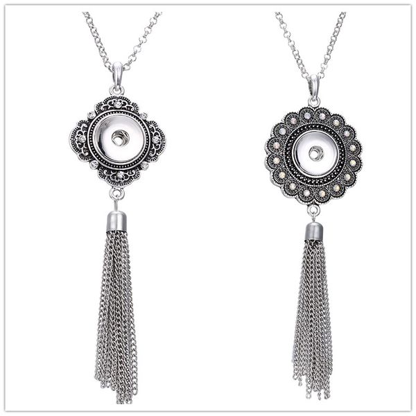 

vintage noosa chunks ginger snaps jewelry 18mm snap button tassel statement necklace for women snap button jewelry, Silver