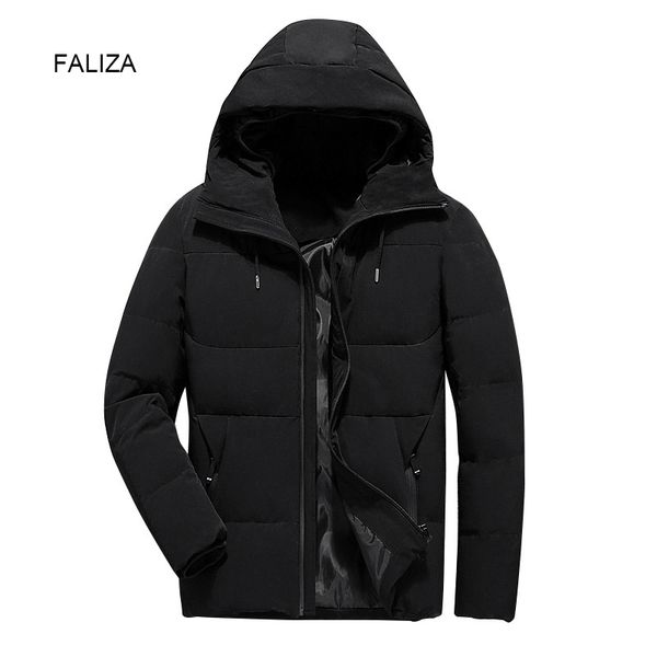 

faliza men clothes 2018 winter jacket hooded thermal down cotton parkas male casual hoodies winter coat men brand clothes,my006, Black