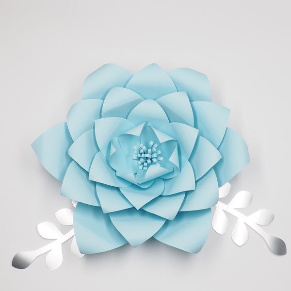 

1piece flower+2pcs leaves giant large paper flowers backdrop wall decor wedding arch handcrafted flowers artificial flowers wall decorations