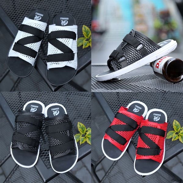 

good quality summer slippers designer sandals men hollow out breathable beach flip flops casual slip-on flats sandals beach sandals, Black