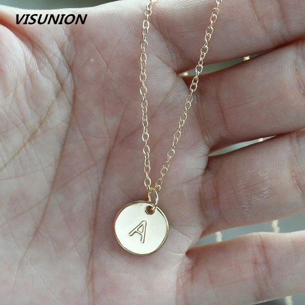 

a-z gold silver color large initial letters alphabet personalized charm big letter script name pendant disc