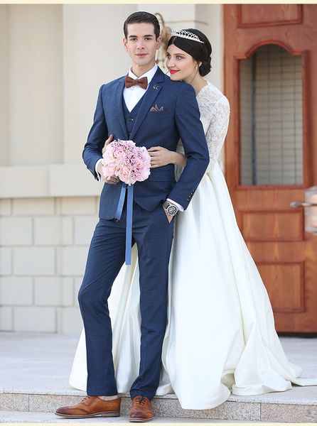 

slim fit two button navy blue groom tuxedos men formal business suits men prom dinner suits custom made(jacket+pants+tie+vest) no;805, Black;gray
