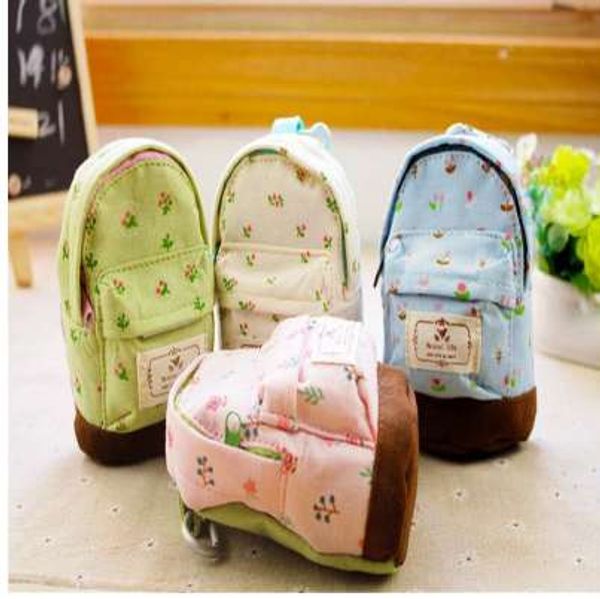 

cute mini linen backpack keychain small bag design keyrings fresh color coin purse for woman bag pendant children toy, Silver