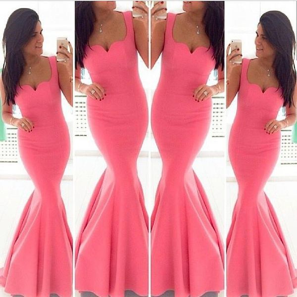 Brautjungfernkleider Hot Sale Mode Beliebte Schatz Sexy Meerjungfrau Rosa Satin Günstige 2019 Prom Abendkleid Trauzeugin Ballkleider M3