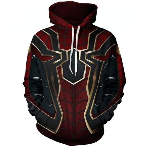 

cosplay avengers infinity war iron spider polyester hoodie sweater coat halloween spiderman superhero men cosplay costume, Black