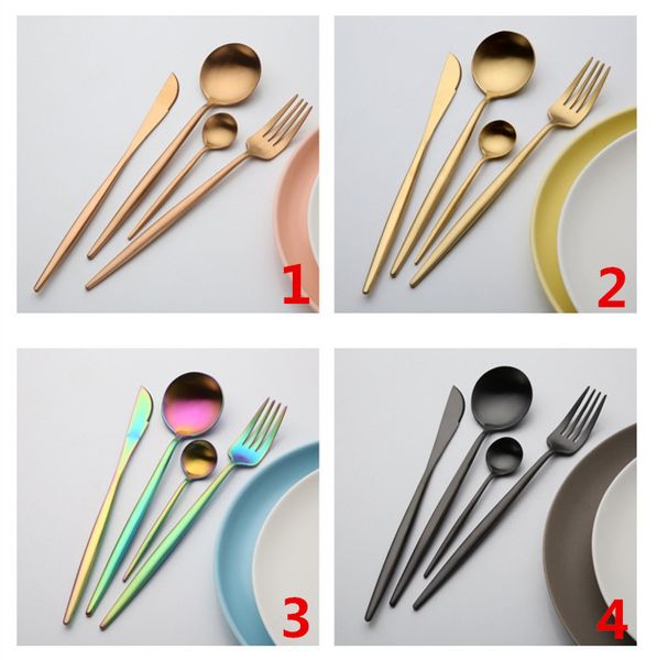 

gold cutlery spoon fork knife tea spoon matte gold stainless steel food silverware dinnerware utensil flatware sets t1i371