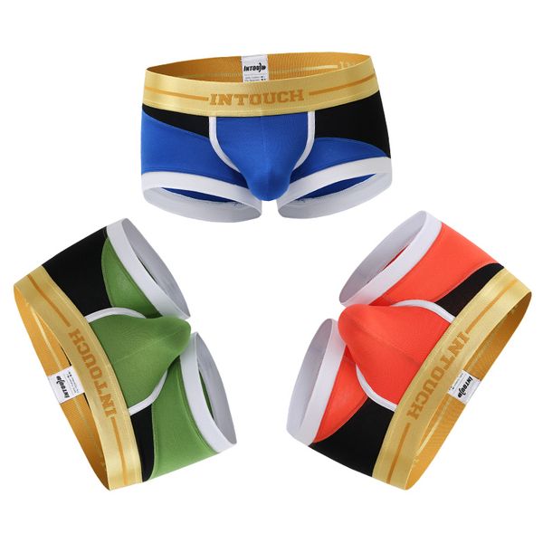 

3pcs/lot intouch/men's underwear contrast personalized cotton men's boxer u convex youth breathable male underwear boxers, Black;white