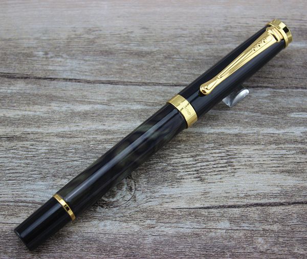 jinhao dark olive green marble fountain pen gold trim new