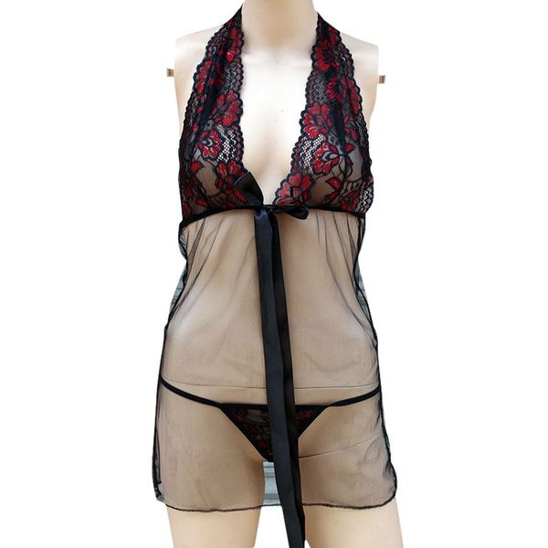 

сексуальная пижама с шеей висит вокруг верхней части сна домочадца, Black;red