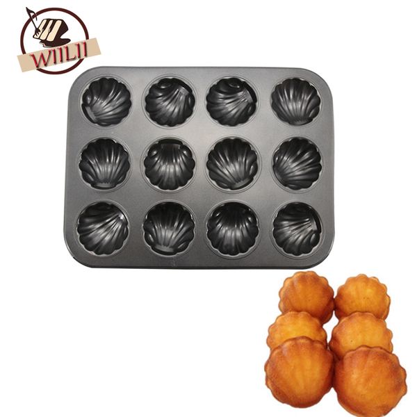 

wiilii 12 cavities carbon steel moulds for cakes madeleines dessert baking tools