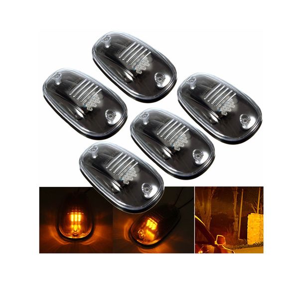 

led cab light amber 5pcs set roof marker signal warning safety driving lamp day time running lights for 4x4 offroad suv truck atv pick-up