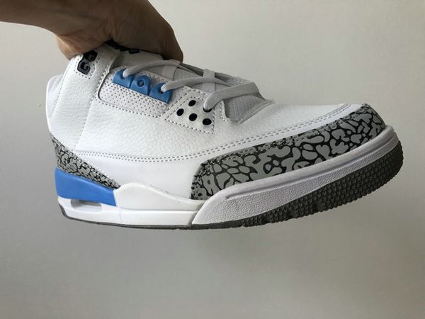

Wholesale Newest Designer Basketball Shoes 3 III Pure Triple White UNC North Carolina Ice Blue 3s Men Sports Sneakers 7-13