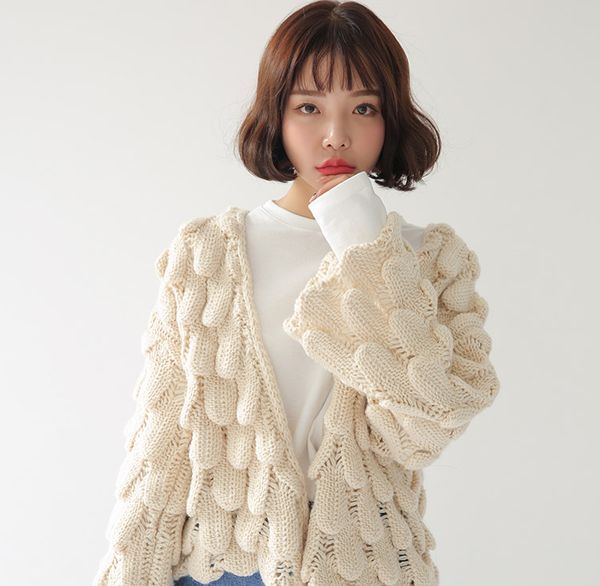

new 2018 spring autumn sweet ladies knitted water cardigan sweater casual cloak knitwear outwear beige blue, White;black
