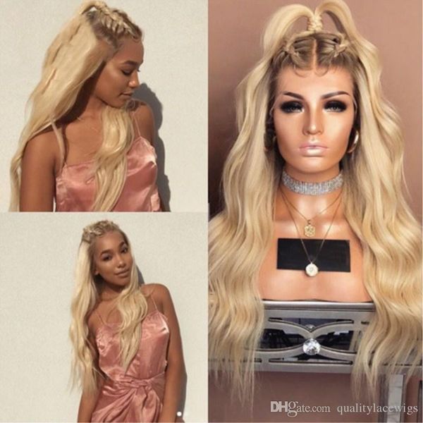 

150% Density Ombre Blonde Lace Front Wig Loose Body Wave Glueless Lace Front Human Hair Lace Wigs Pre Plucked For Women Dark Root