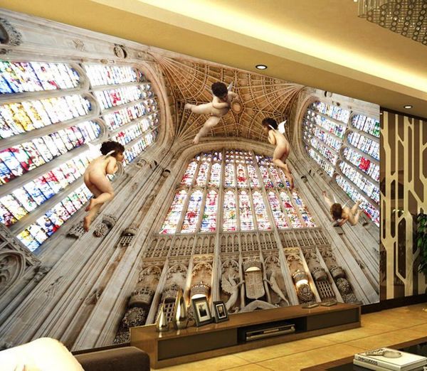 

custom p wallpaper zenith ceiling europe type 3 d angel heaven background stairs