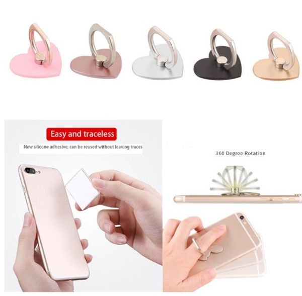 Forma de coração elegante Forma de telefone celular suporte de telefone celular conveniente multi cores aperto de dedo aperto bracke com pacote