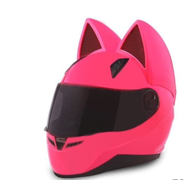 

2017 motorcycle helmet cat ear per onality full hair helmet 4 color pink yellow