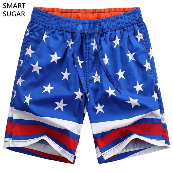 

new smartsugar casual loose elastic waist print beach shorts men usa flag board shorts 100 %cotton breathable soft men short bathing, White;black