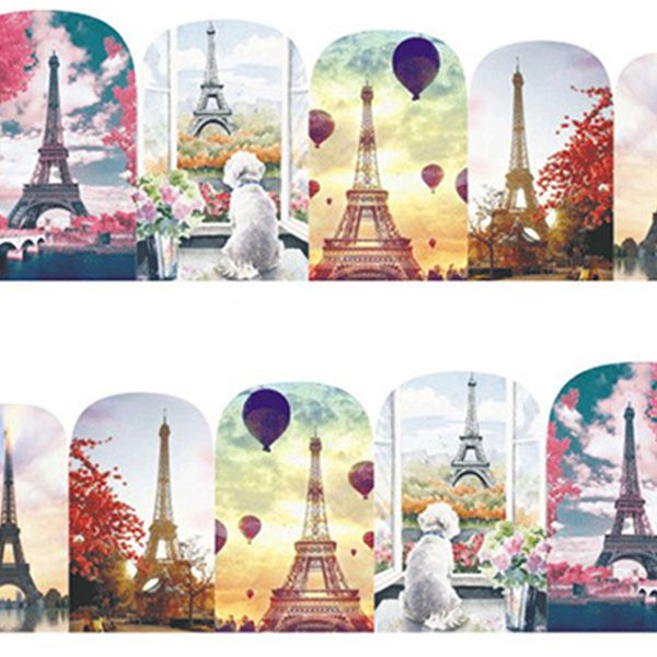 

2018 leaf tower pattern nail decals environmental friendly nail art stickers full decor diy, Black