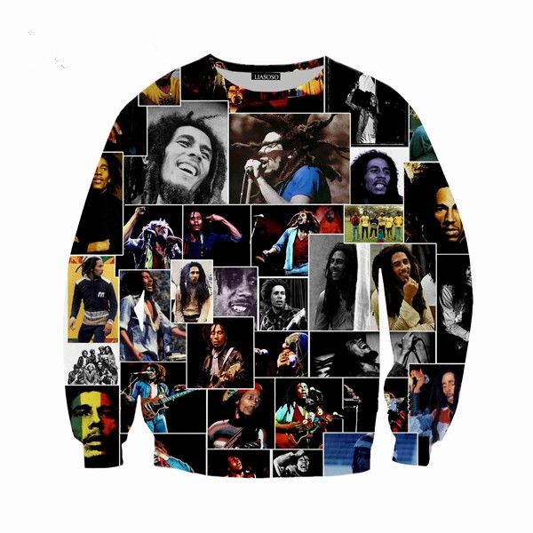 

new arrival reggae originator bob marley fashion men/women funny 3d printed sweatshirt style fashion casual sweatshirt b345, Black